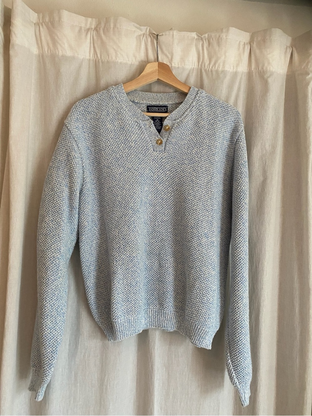 Lands' End Light Blue Textured Crewneck Sweater